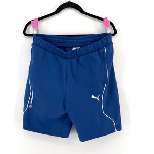 Puma BMW M Motorsport Blue Sweat Shorts Mens Size M Stripes Casual Comfort